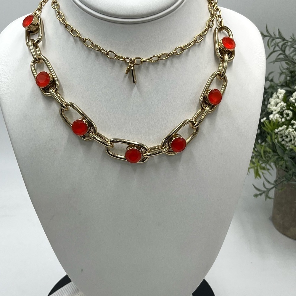 Kate Spade NY “Get Rolling" Long Link Coral Gold Plated Necklace 32”‎